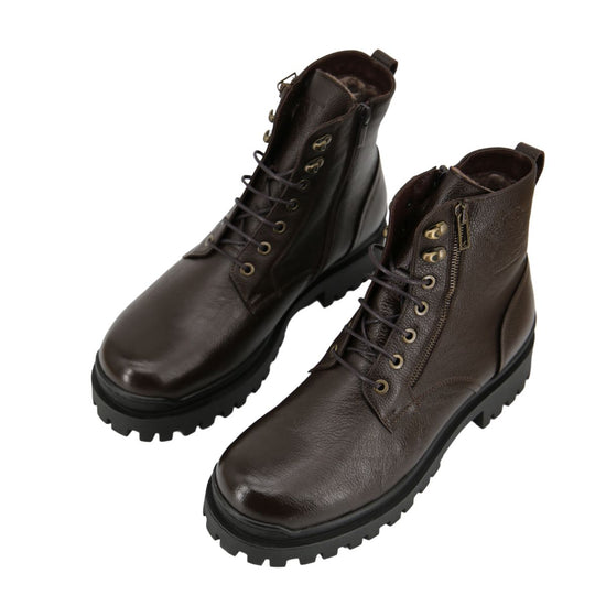 Męskie buty z owczej skóry Model 0208 brązowe