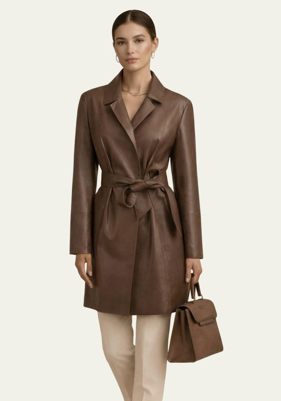 Leder Trenchcoat Braun