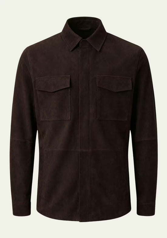 Herren Veloursleder-Jacke Dunkelbraun– Zeitlose Eleganz