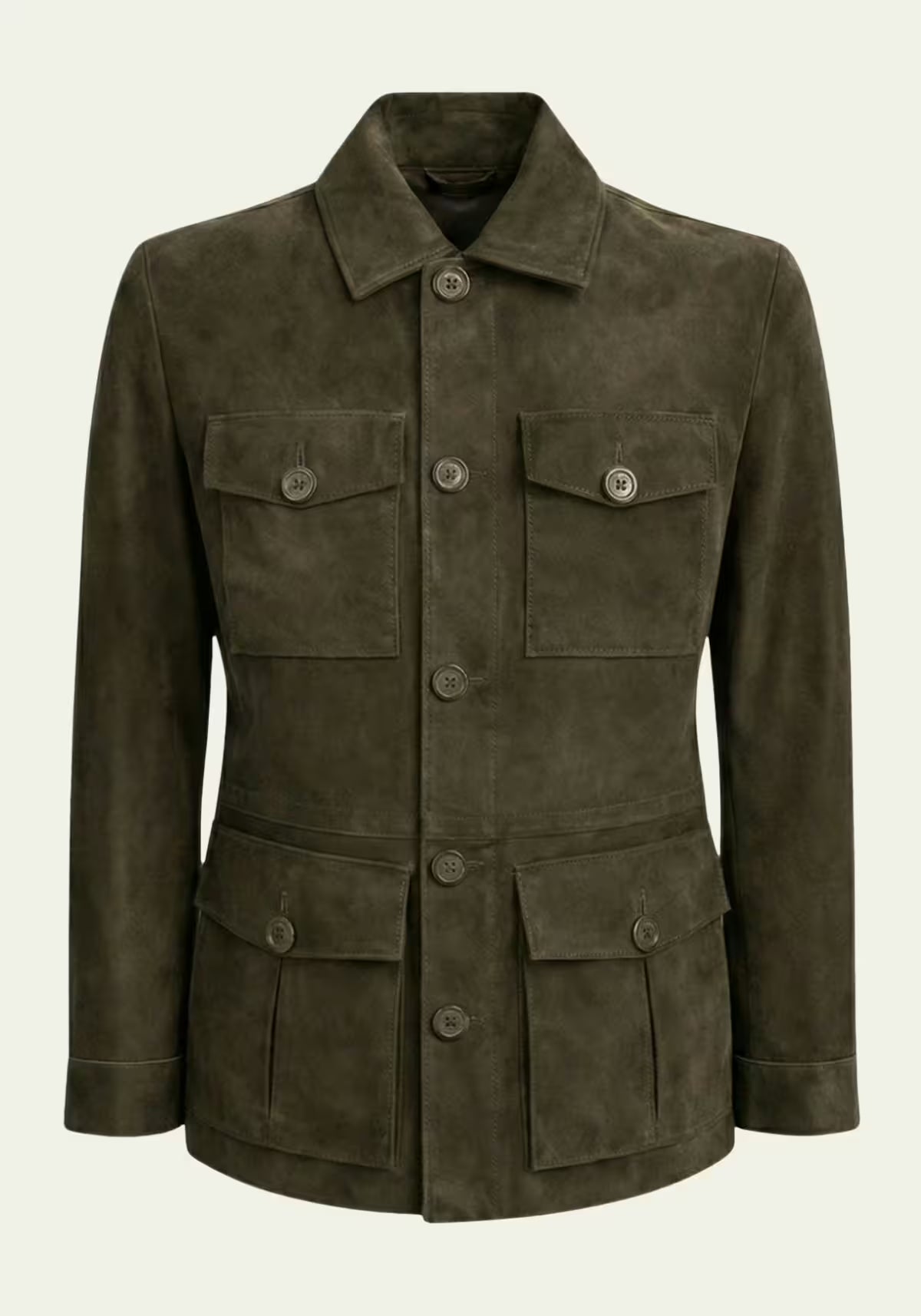 Herren Lederjacke in Oliv – Safari-Klassiker mit Stil