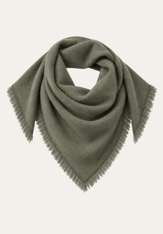 Damen-Halstuch aus Wolle & Kaschmir mit Fransen Olive