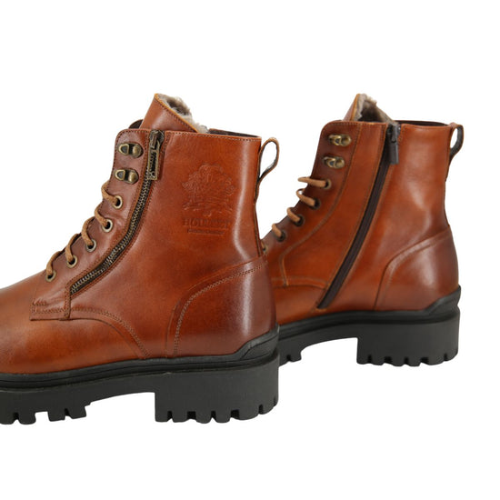 Męskie buty z owczej skóry Model 378a brązowe