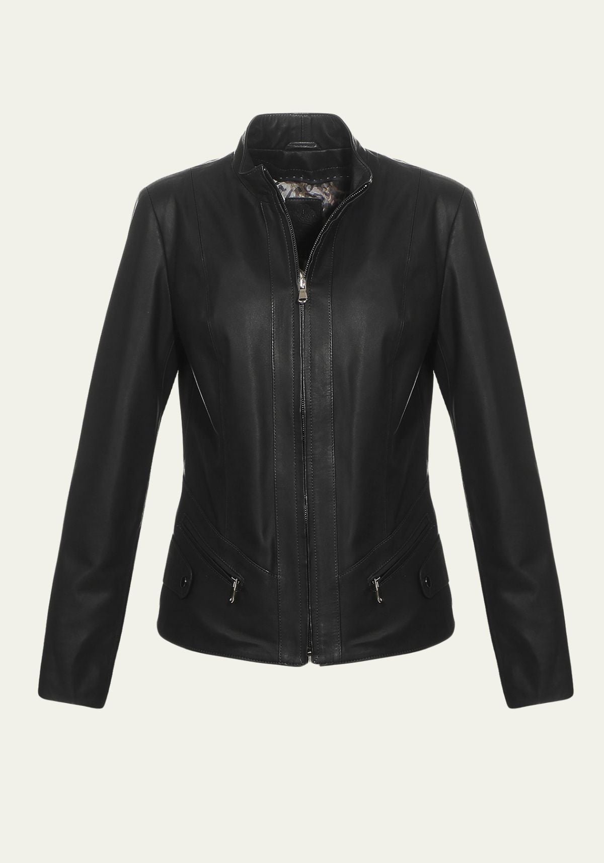 Moderne Damen Lederjacke aus Lammnappa Leder Schwarz