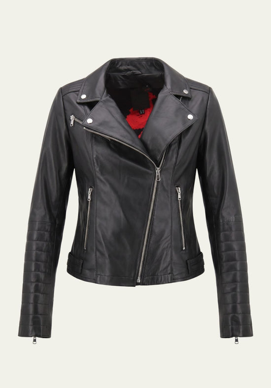 Damen Lederjacke aus Lammnappa im Biker-Look – ARDOLA
