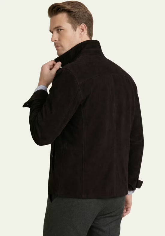 Herren Veloursleder-Jacke in Schwarz – Zeitlose Eleganz