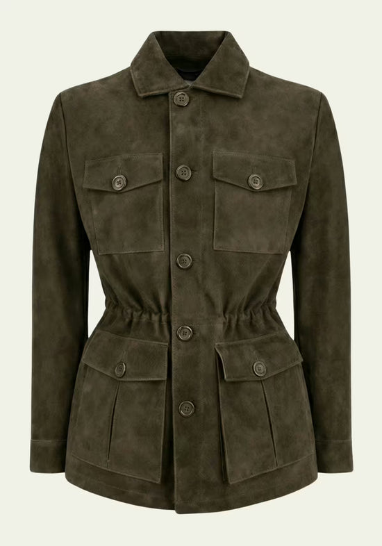 Herren Lederjacke in Oliv – Safari-Klassiker mit Stil