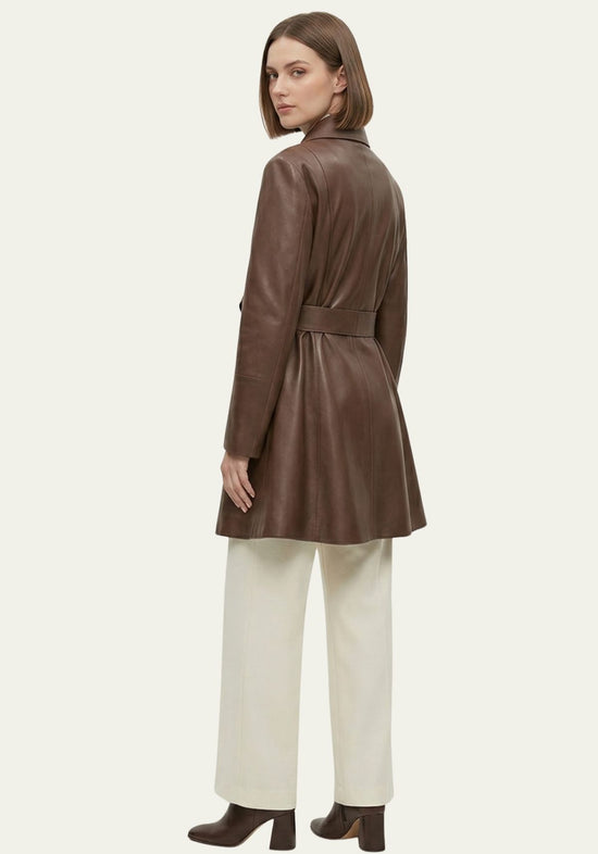 Leder Trenchcoat Braun