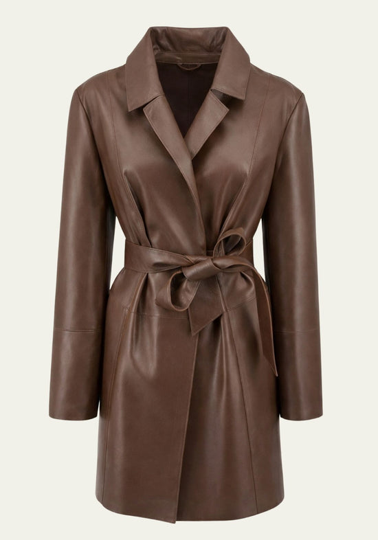 Leder Trenchcoat Braun