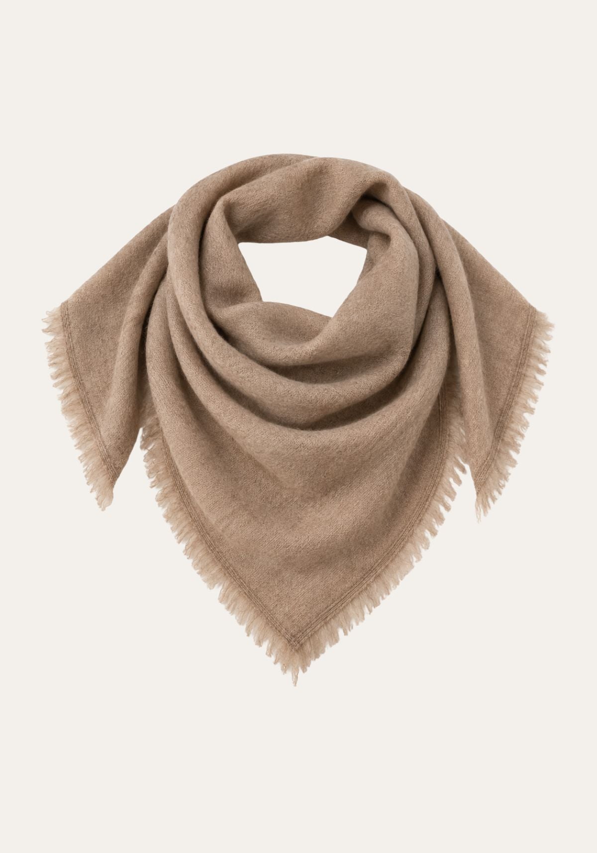 Damen-Halstuch aus Wolle & Kaschmir mit Fransen Beige
