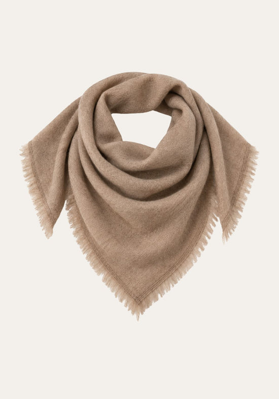 Damen-Halstuch aus Wolle & Kaschmir mit Fransen Beige