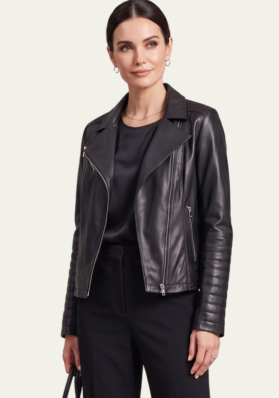 Damen Lederjacke aus Lammnappa im Biker-Look – ARDOLA