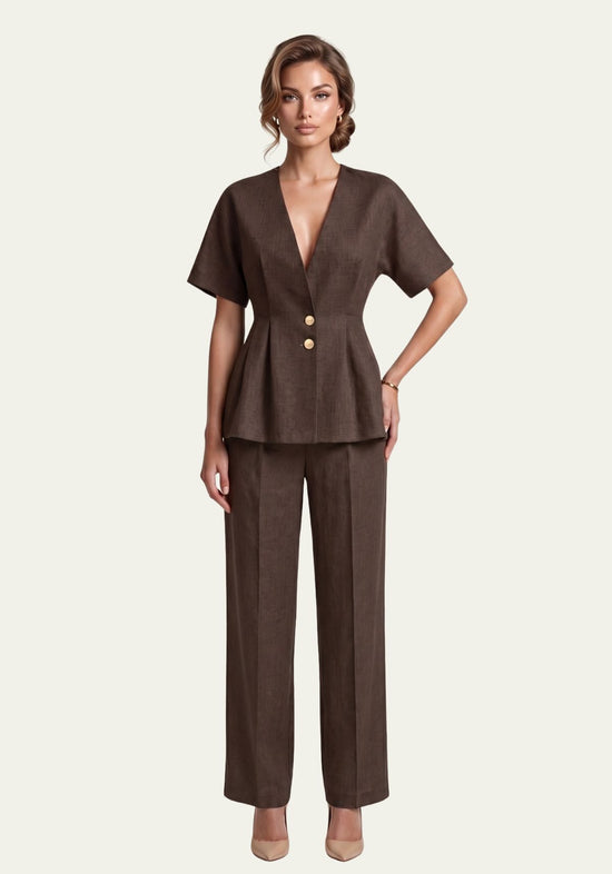 Damenhemd & Damenhose Braun  Blazer & Palazzo-Hose