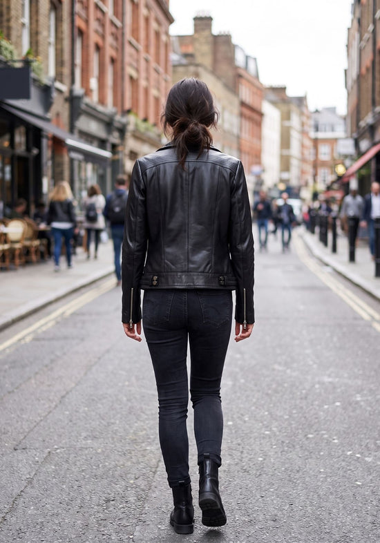 Damen Lederjacke aus Lammnappa im Biker-Look – ARDOLA
