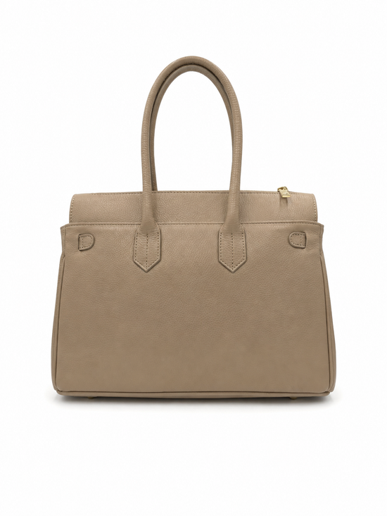 Elegante Echtleder-Handtasche Taupe – Schulter- & Henkeltasche