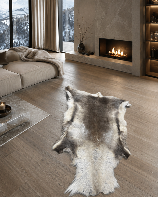 Rentierfell Creme/Braun – Echtfell aus Finnland