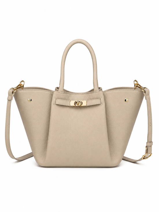 Luxus Damenhandtasche Echtleder Cremebeige