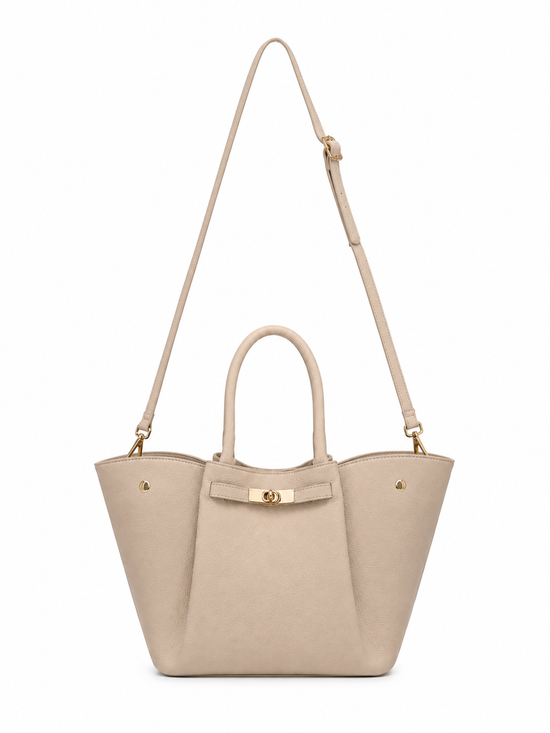 Luxus Damenhandtasche Echtleder Cremebeige