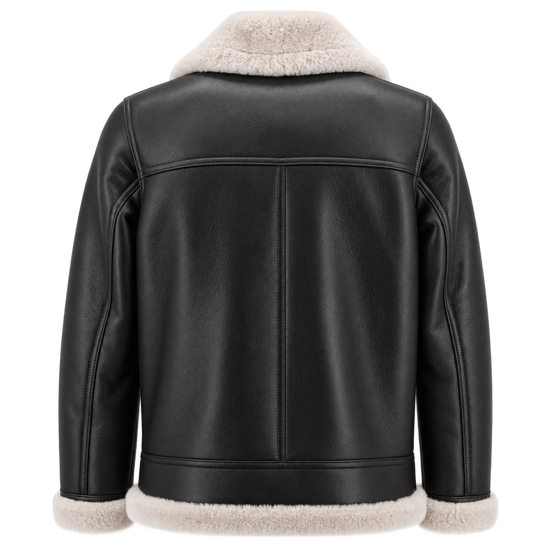 Premium Herren-Lammfelljacke JAMES Espresso / Weiß