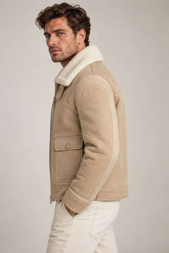 Premium Herren-Lammfelljacke GREGOR in Beige
