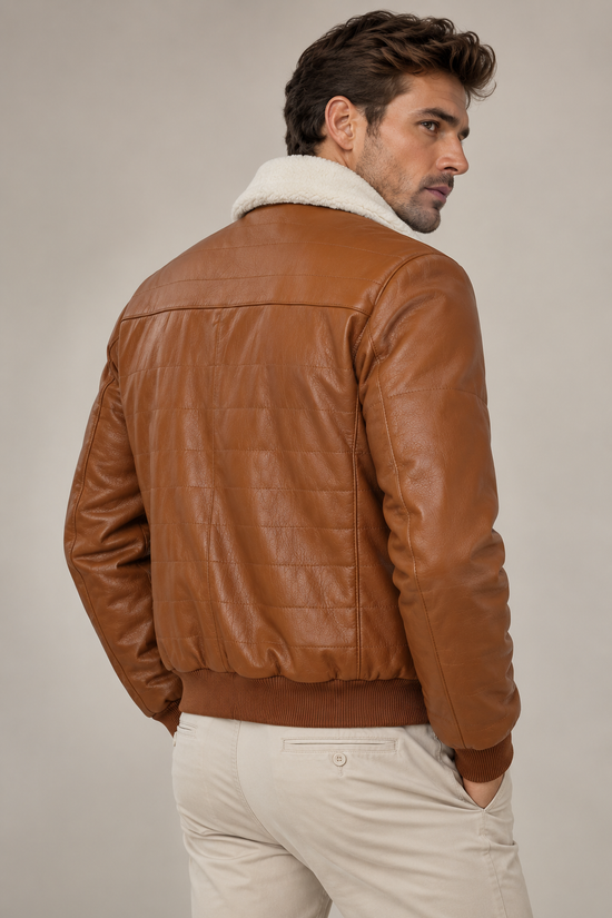 Premium Herren-Lammfelljacke THORSTEN in Cognac