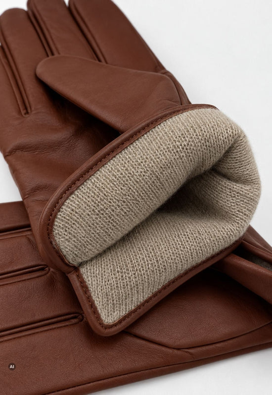 Herren-Lederhandschuhe C08 Tobacco aus Lamm-Nappaleder mit Kaschmirfutter