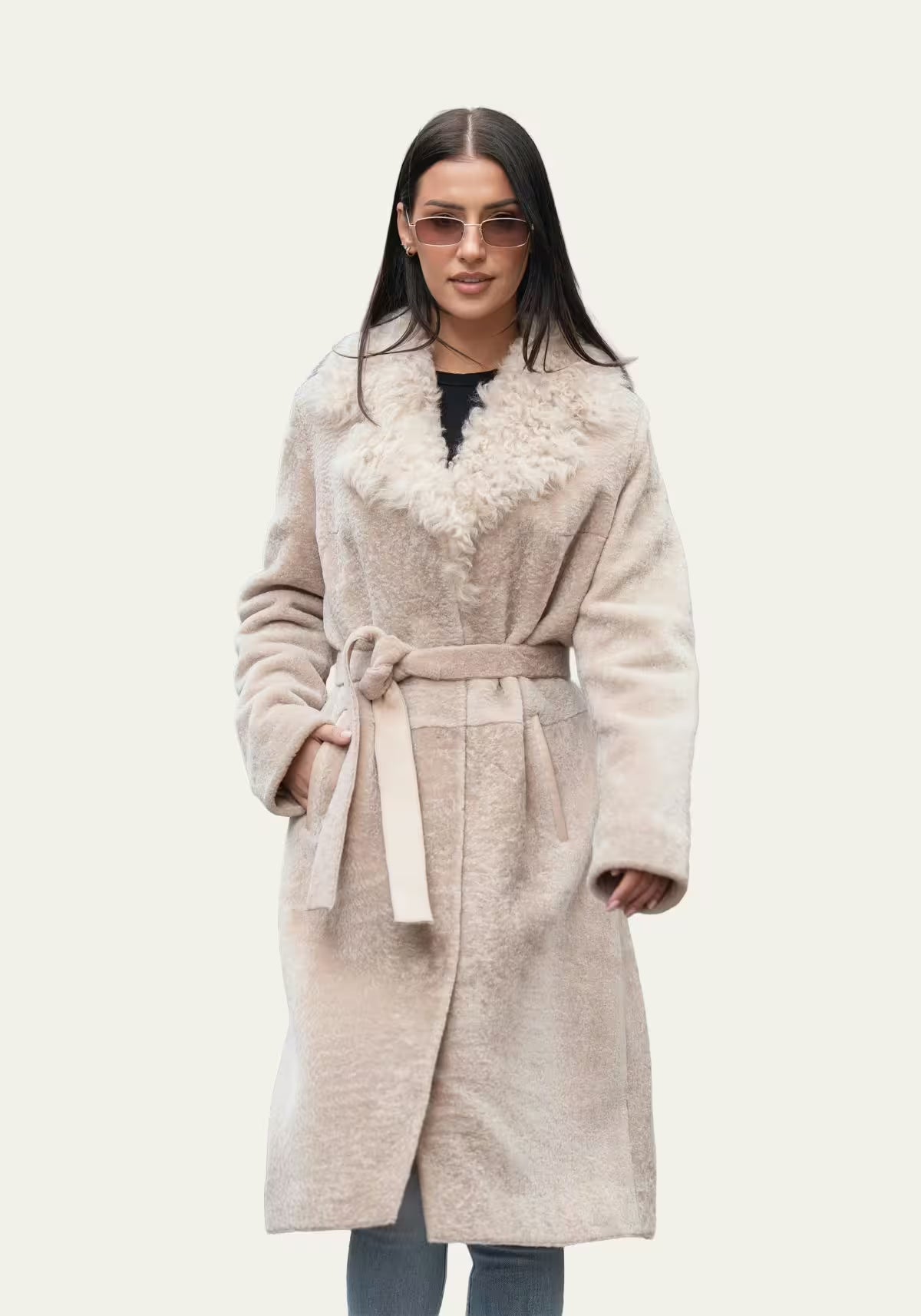Lammfellmantel Violetta - Beige