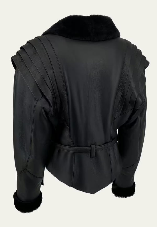 Kurtka shearling z owczej skóry - Szlachetny styl contemporary z dopasowaną formą