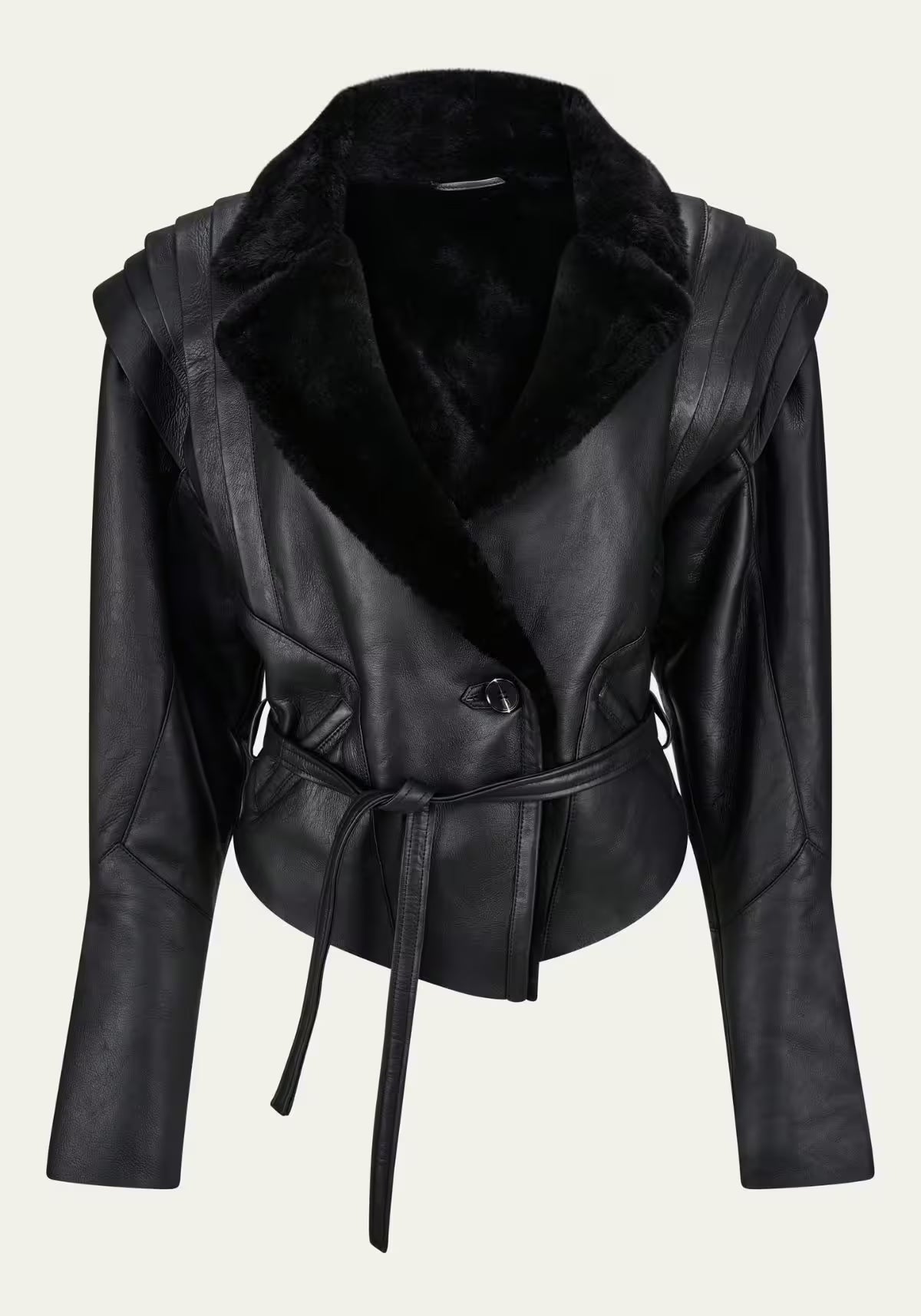 Kurtka shearling z owczej skóry - Szlachetny styl contemporary z dopasowaną formą