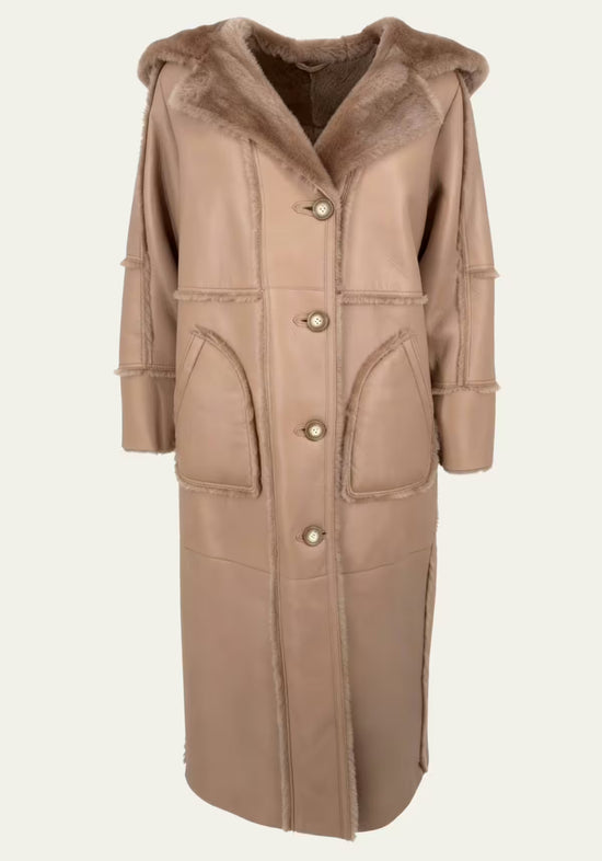 Kożuch shearling Camille - Kobieca elegancja w kolorze beżowym