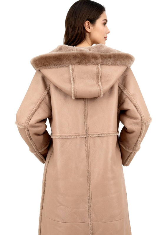 Kożuch shearling Camille - Kobieca elegancja w kolorze beżowym