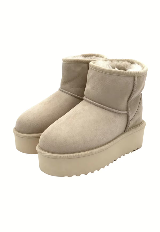 Damskie zimowe botki na platformie Arctic Luxe w kolorze beżowym