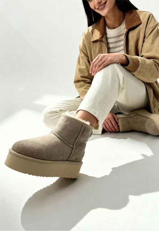 Damskie zimowe botki na platformie Arctic Luxe w kolorze beżowym