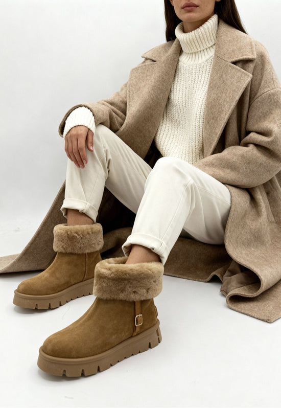 Selvara damskie kozaki z podszewką shearling