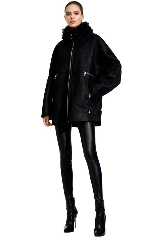 Shearling Jacke aus Lammfell mit stilvollem Curly Kragen