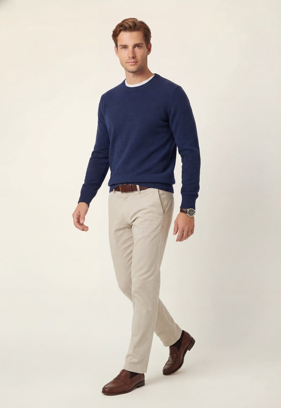Sweter kaszmirowy Unisex Dark Navy - Premium sweter wełniany