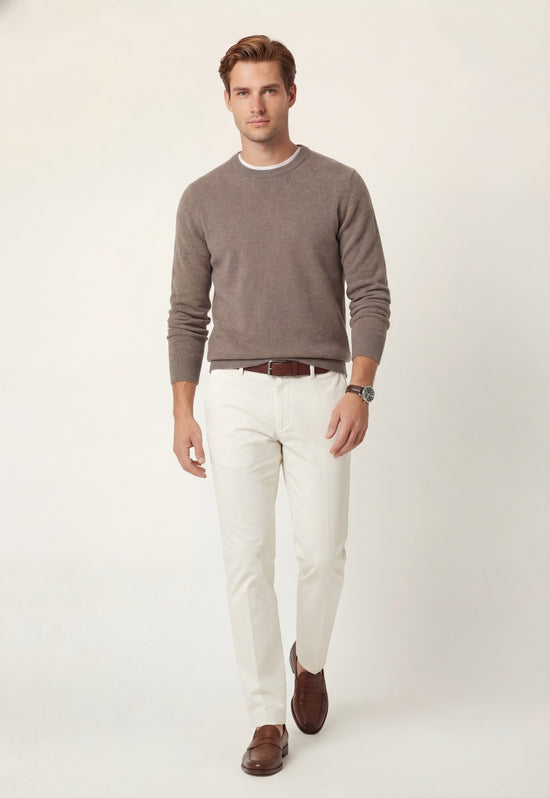 Sweter kaszmirowy Unisex Soft Taupe - Premium sweter wełniany
