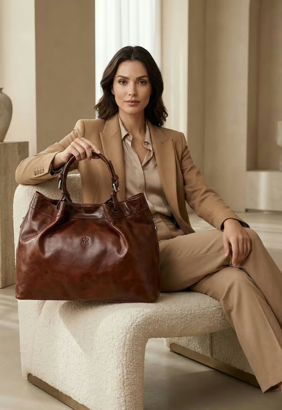 Luxus Tragetasche Handtasche aus Leder – Die Ikone Braun