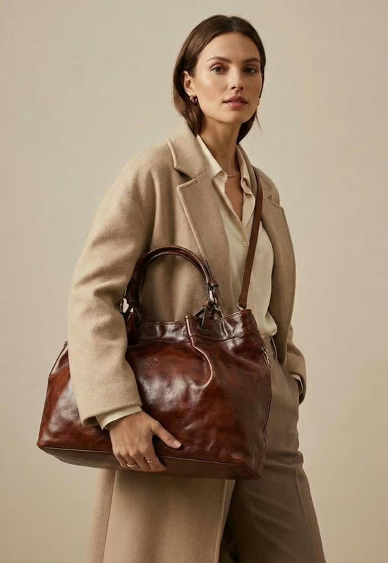 Luxus Tragetasche Handtasche aus Leder – Die Ikone Braun