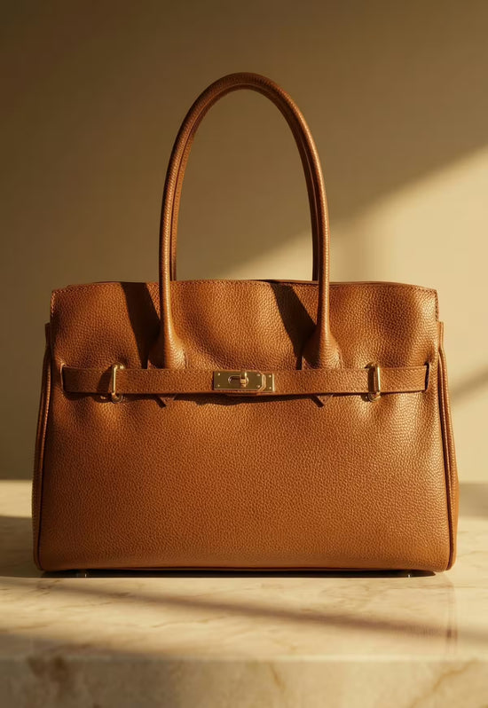 Elegante Lederhandtasche für Damen – Firenze Kamel