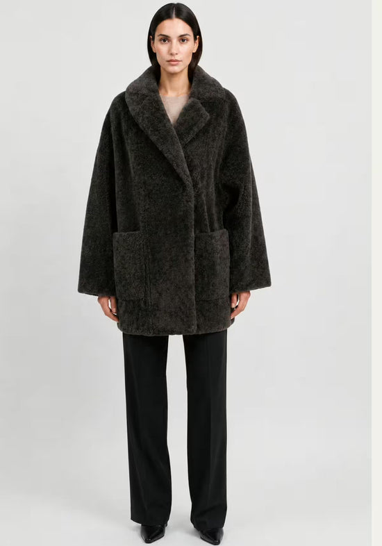 Shearling Lammfelljacke Khaki