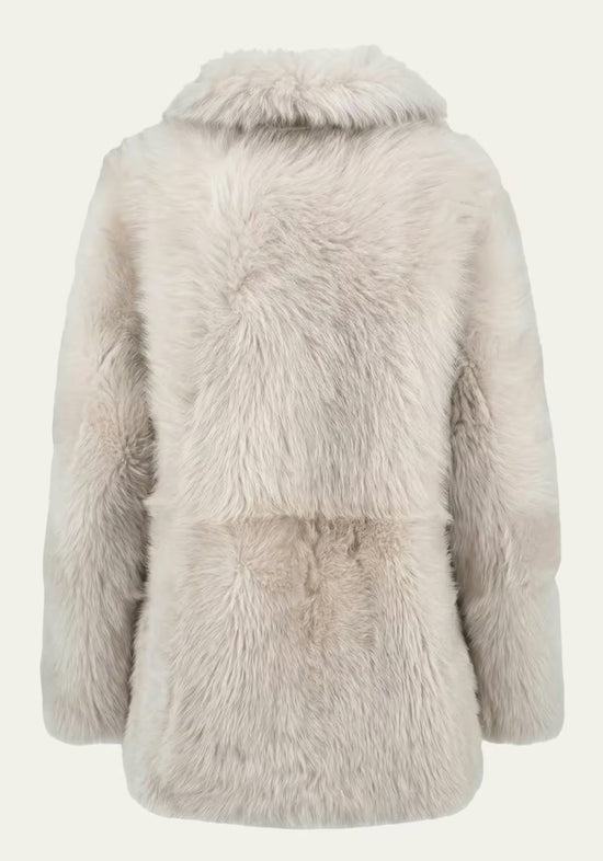 Luxuriöse Toscana Lammfelljacke in Creme-Beige – Modell 1040