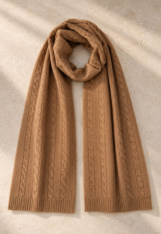 Strickschal aus Merinowolle & Kaschmir Camel