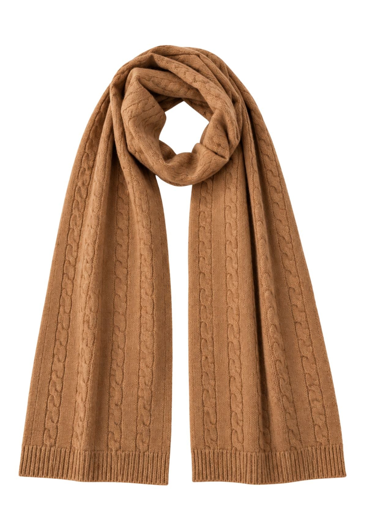 Strickschal aus Merinowolle & Kaschmir Camel