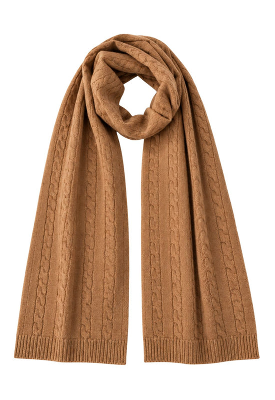 Strickschal aus Merinowolle & Kaschmir Camel