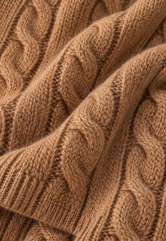 Strickschal aus Merinowolle & Kaschmir Camel