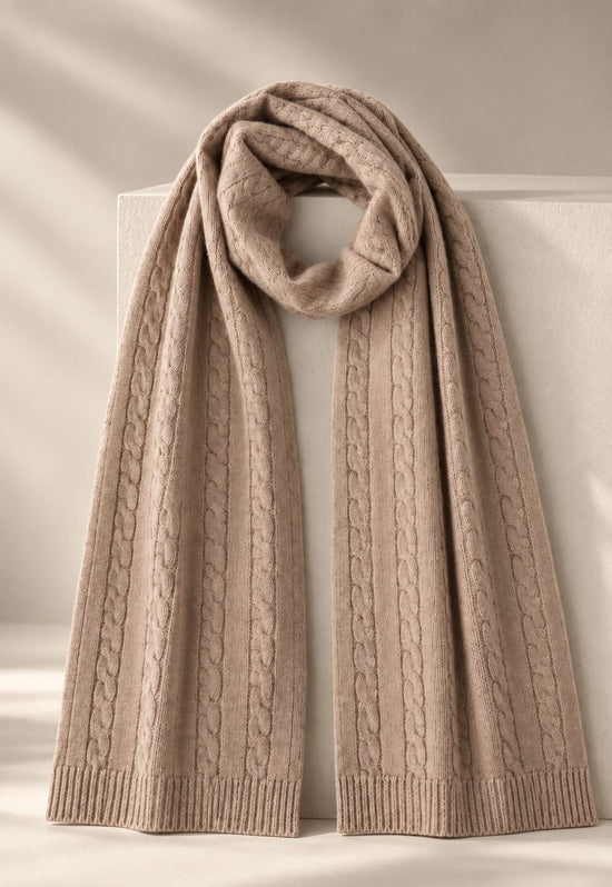 Strickschal aus Merinowolle & Kaschmir Beige
