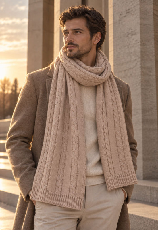 Strickschal aus Merinowolle & Kaschmir Beige