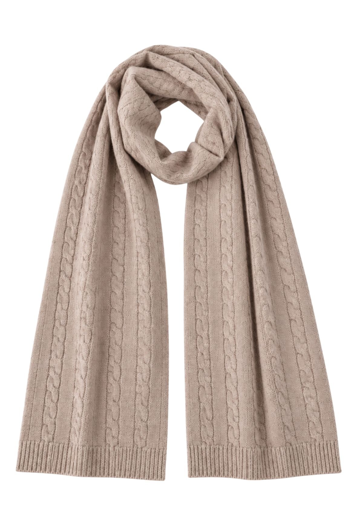 Strickschal aus Merinowolle & Kaschmir Beige