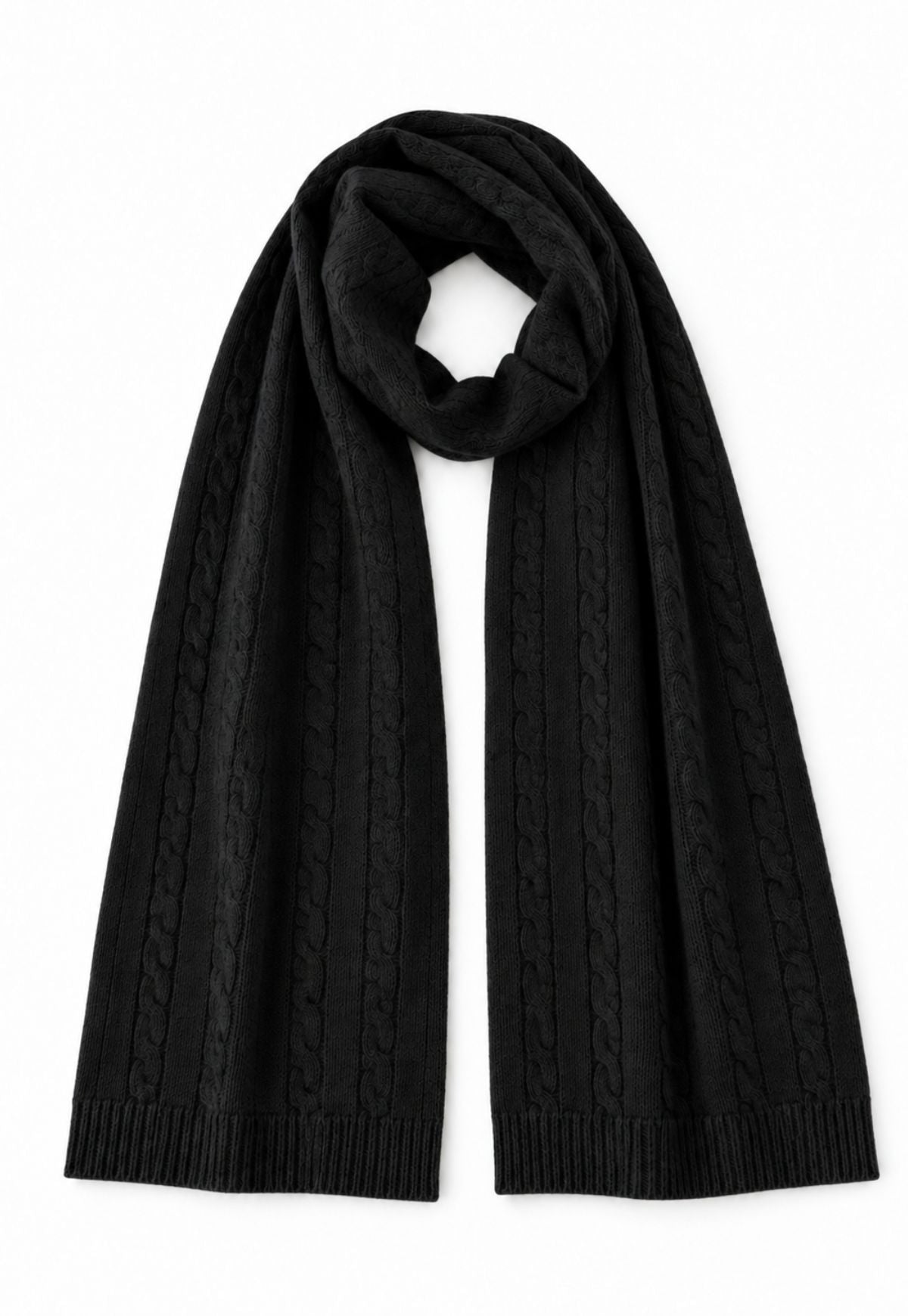 Strickschal aus Merinowolle & Kaschmir Schwarz