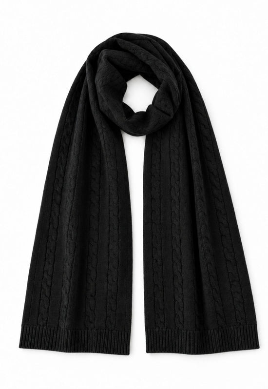 Strickschal aus Merinowolle & Kaschmir Schwarz